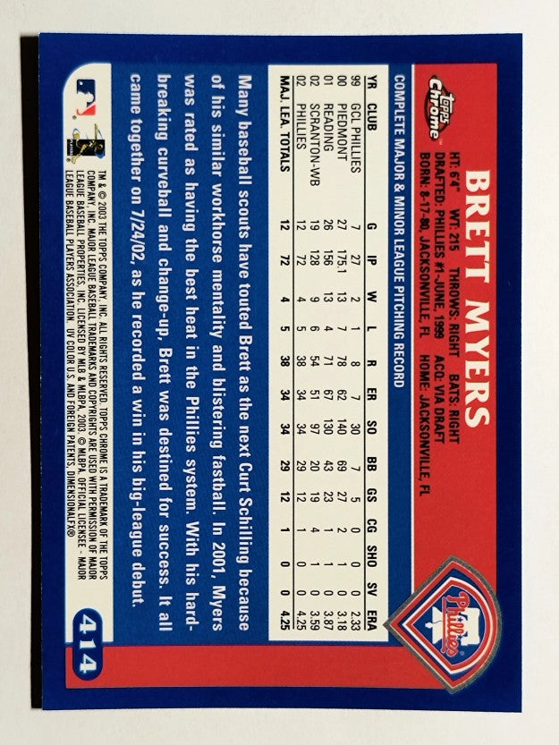 2003 Topps Chrome #414 Brett Myers