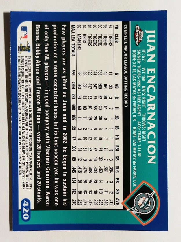 2003 Topps Chrome #420 Juan Encarnacion