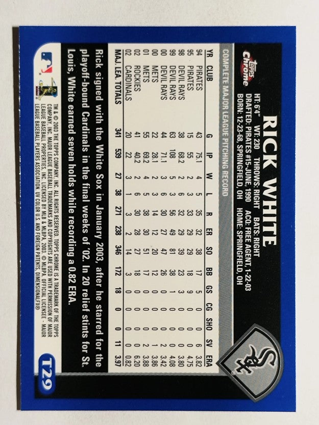 2003 Topps Chrome Traded #T29 Rick White