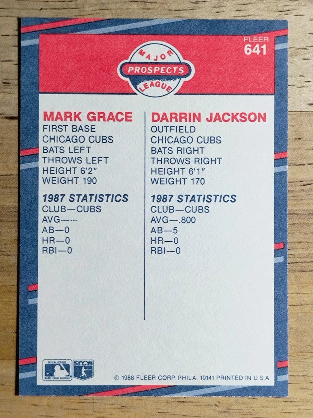 1988 Fleer #641 Mark Grace RC/Darrin Jackson