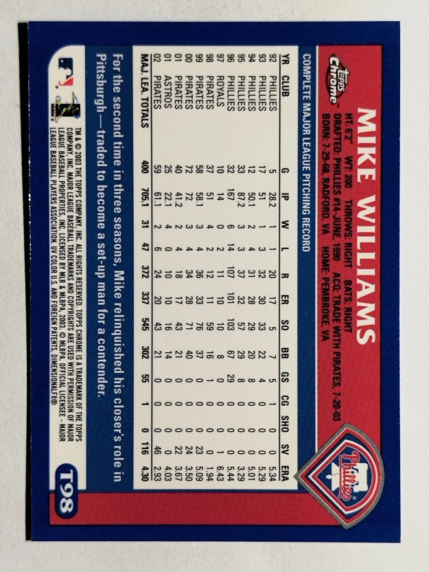 2003 Topps Chrome Traded #T98 Mike Williams