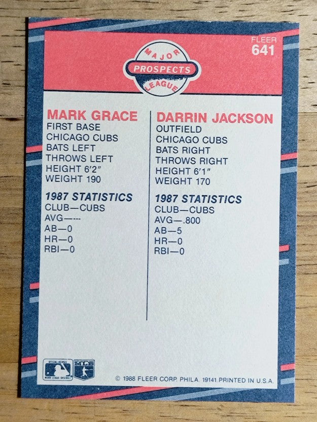 1988 Fleer #641 Mark Grace RC/Darrin Jackson