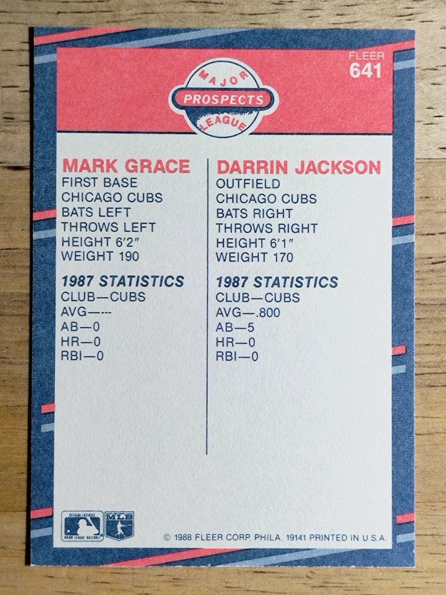 1988 Fleer #641 Mark Grace RC/Darrin Jackson