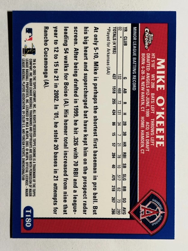 2003 Topps Chrome Traded #T180 Mike O?Keefe FY RC