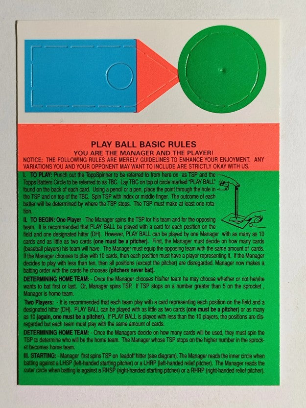 1995 Bazooka #NNO Play Ball Game Piece