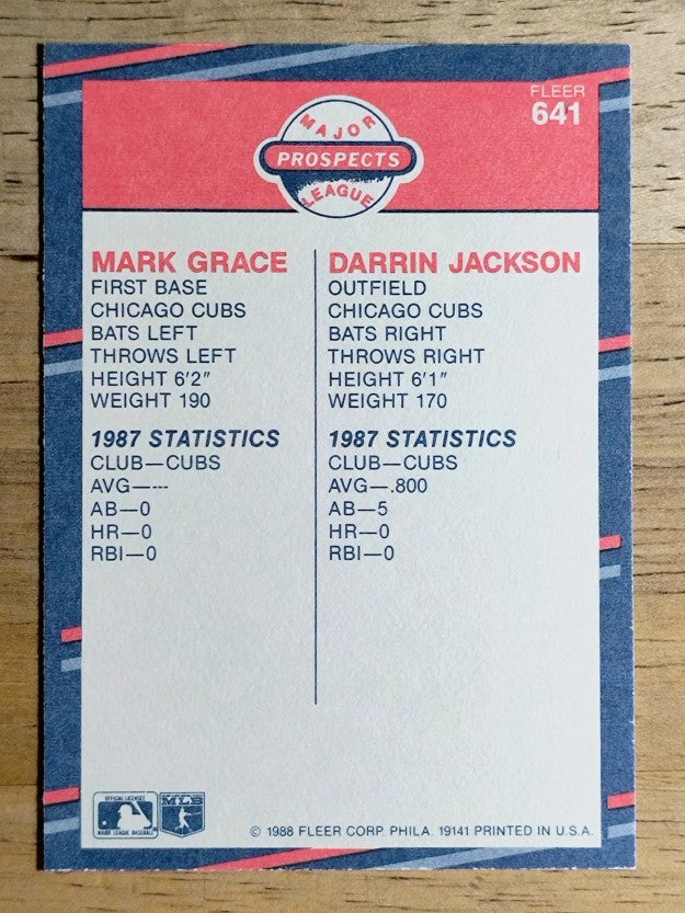 1988 Fleer #641 Mark Grace RC/Darrin Jackson