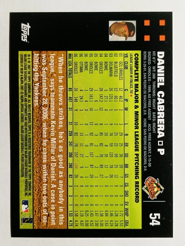 2007 Topps #54 Daniel Cabrera