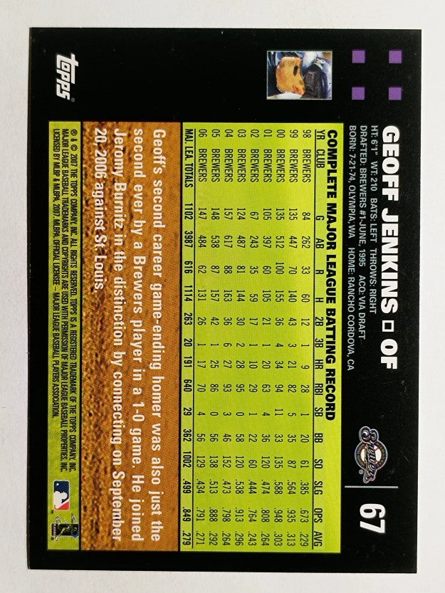 2007 Topps #67 Geoff Jenkins
