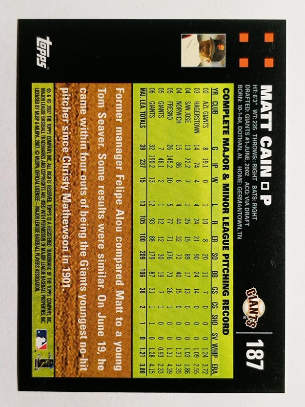 2007 Topps #187 Matt Cain