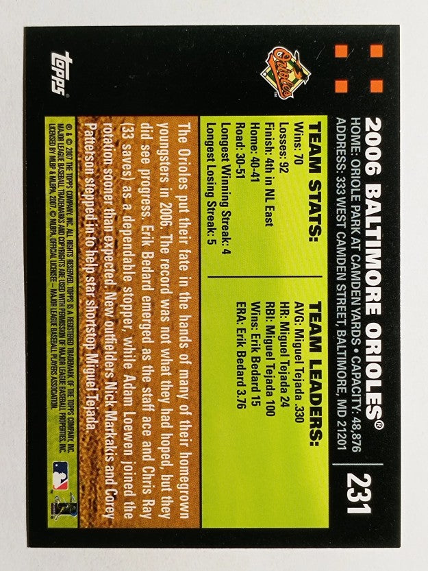 2007 Topps #231 Baltimore Orioles