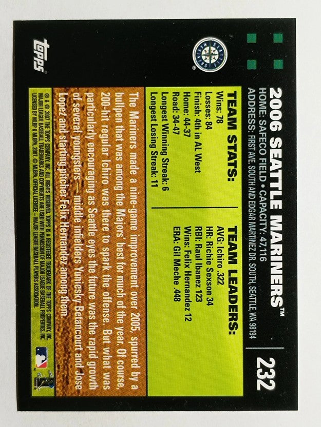 2007 Topps #232 Seattle Mariners