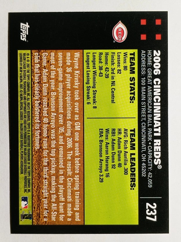 2007 Topps #237 Cincinnati Reds