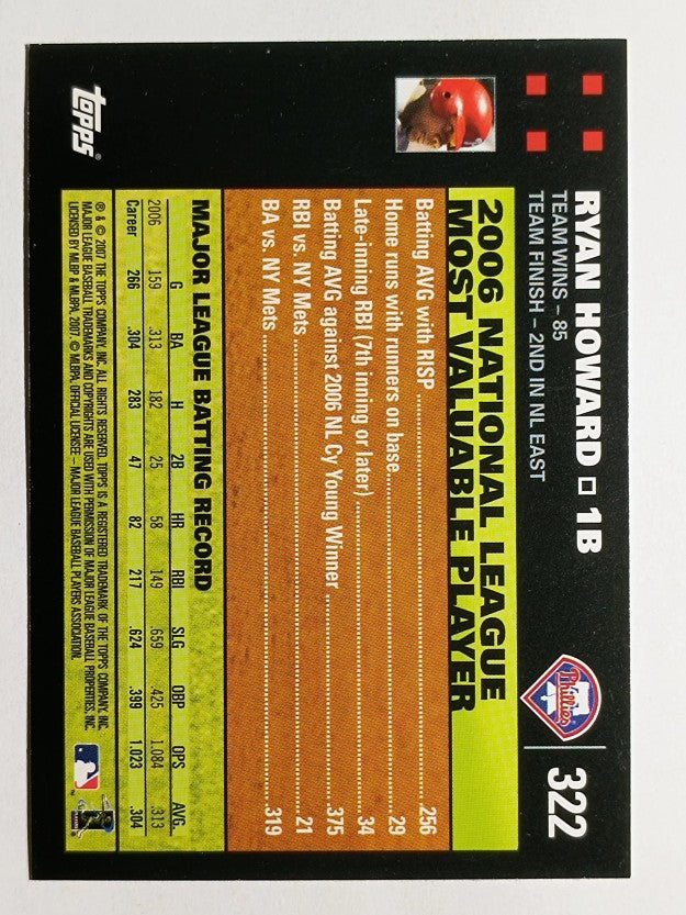 2007 Topps #322 Ryan Howard MVP
