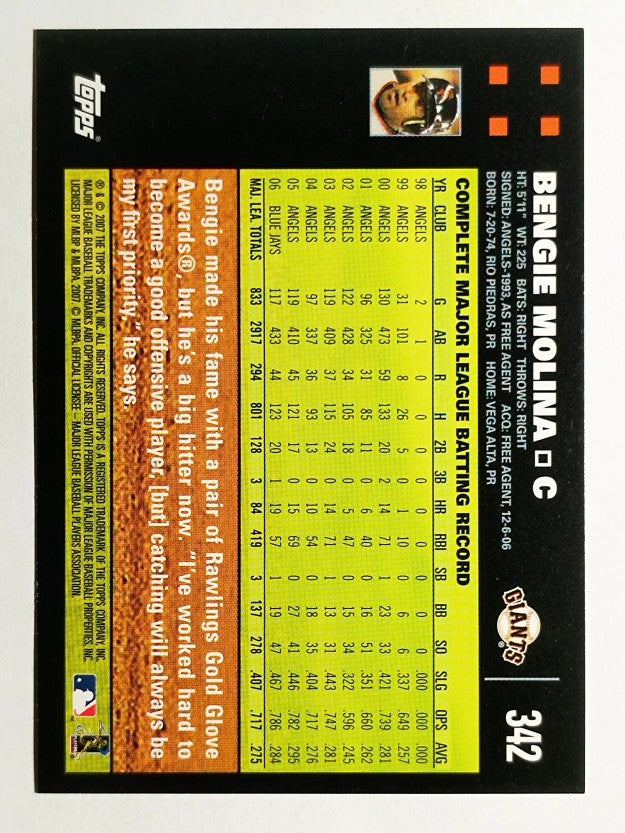 2007 Topps #342 Bengie Molina