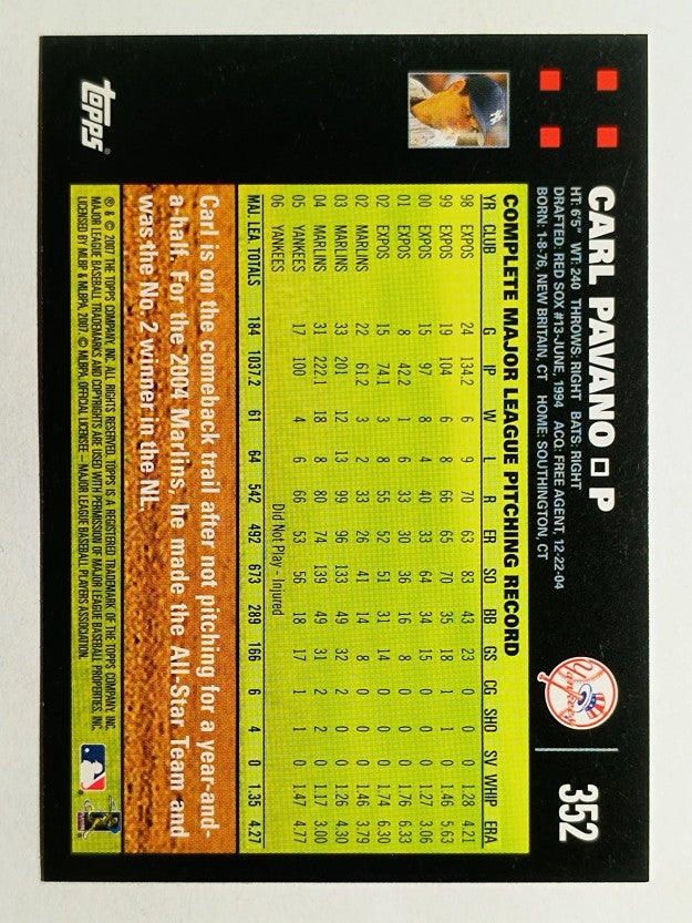 2007 Topps #352 Carl Pavano