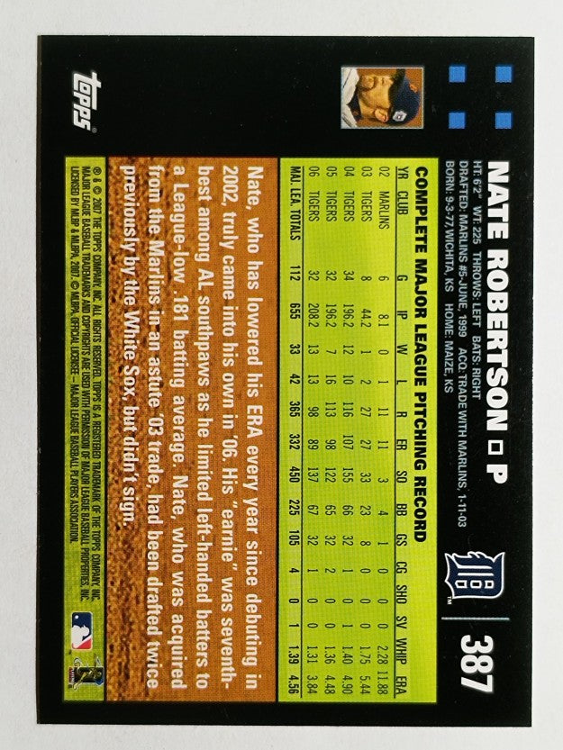 2007 Topps #387 Nate Robertson