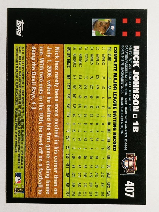 2007 Topps #407 Nick Johnson