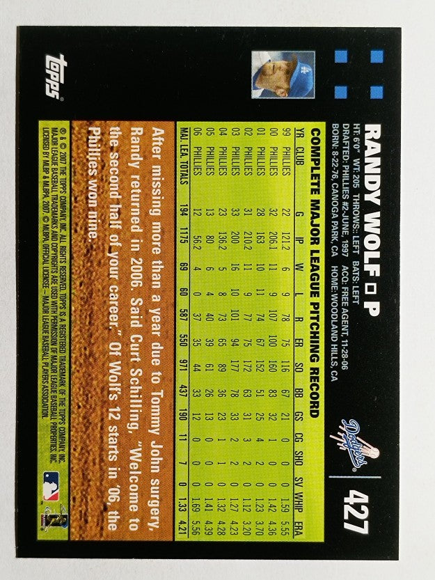 2007 Topps #427 Randy Wolf