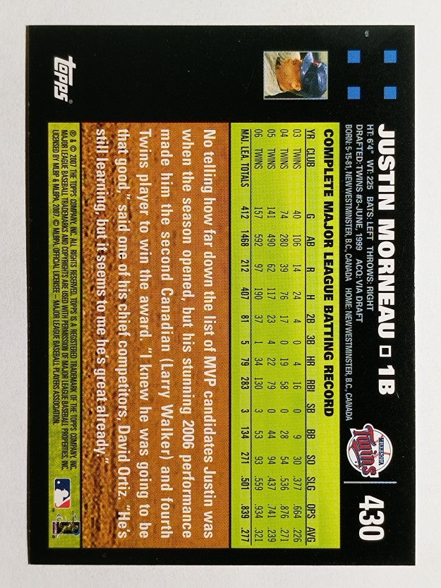 2007 Topps #430 Justin Morneau