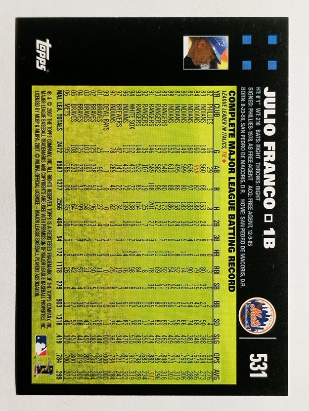 2007 Topps #531 Julio Franco