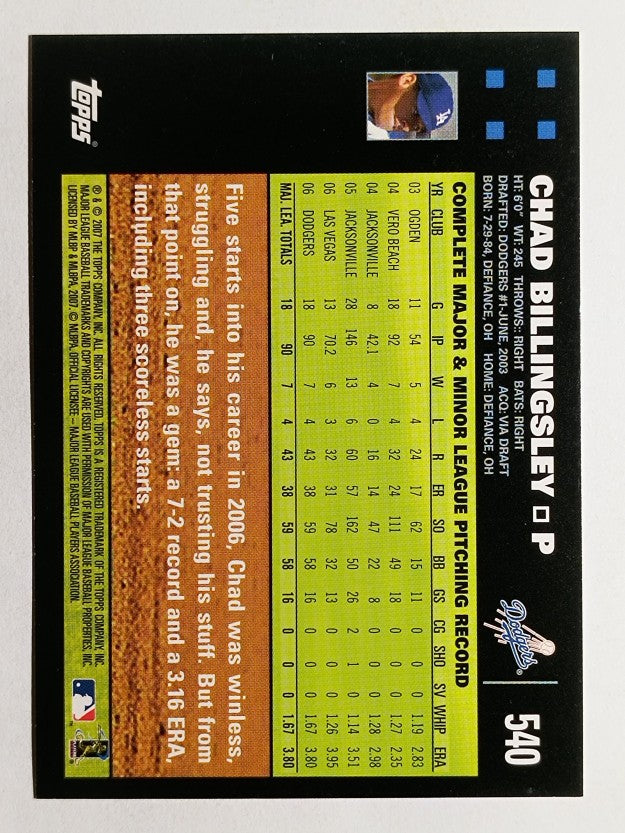 2007 Topps #540 Chad Billingsley