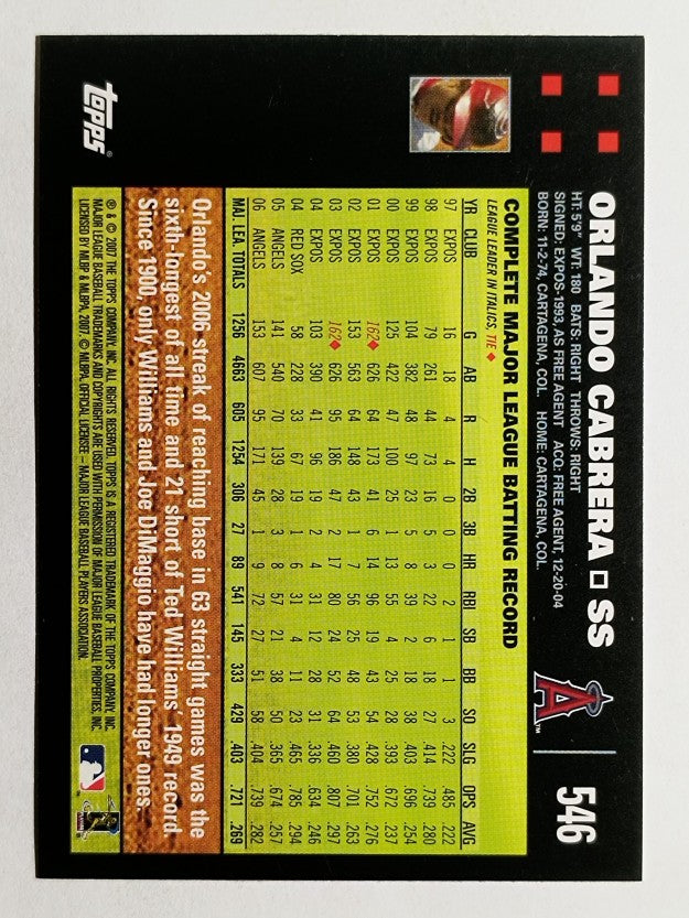 2007 Topps #546 Orlando Cabrera