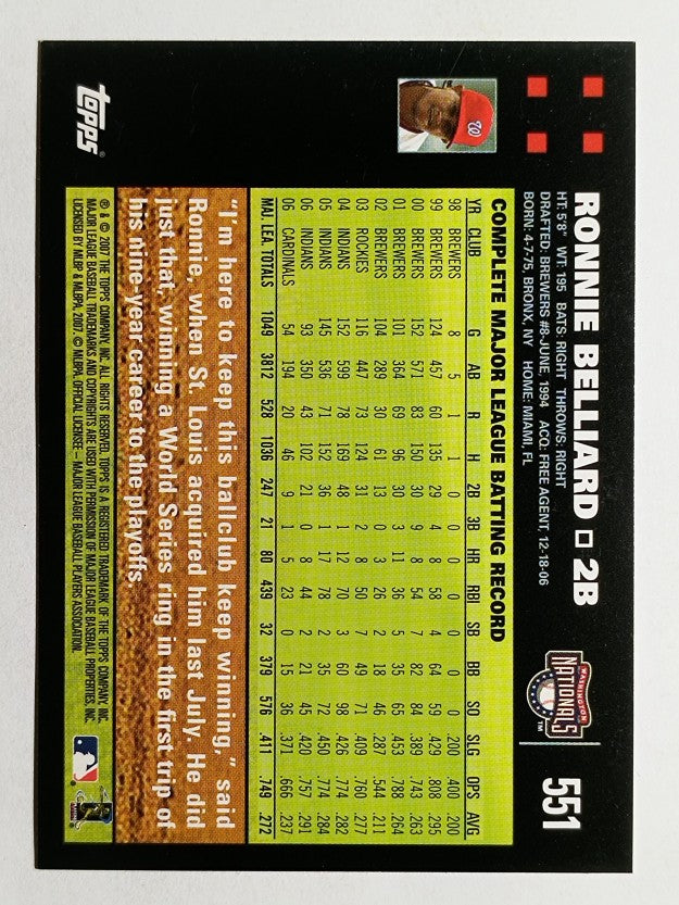2007 Topps #551 Ronnie Belliard