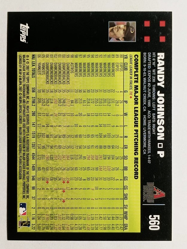 2007 Topps #560 Randy Johnson