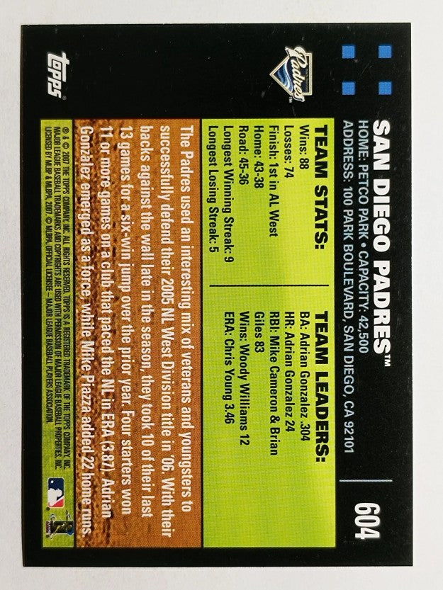 2007 Topps #604 San Diego Padres