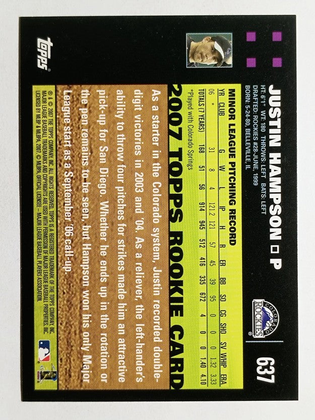 2007 Topps #637 Justin Hampson