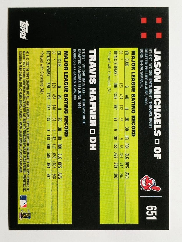 2007 Topps #651 Jason Michaels/Travis Hafner CC