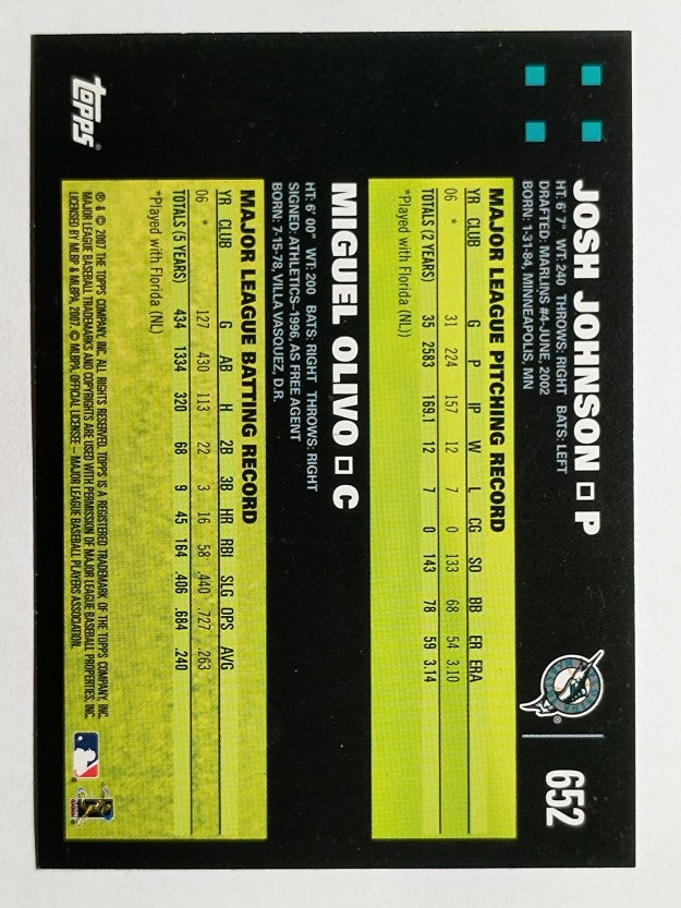 2007 Topps #652 Josh Johnson/Miguel Olivo CC