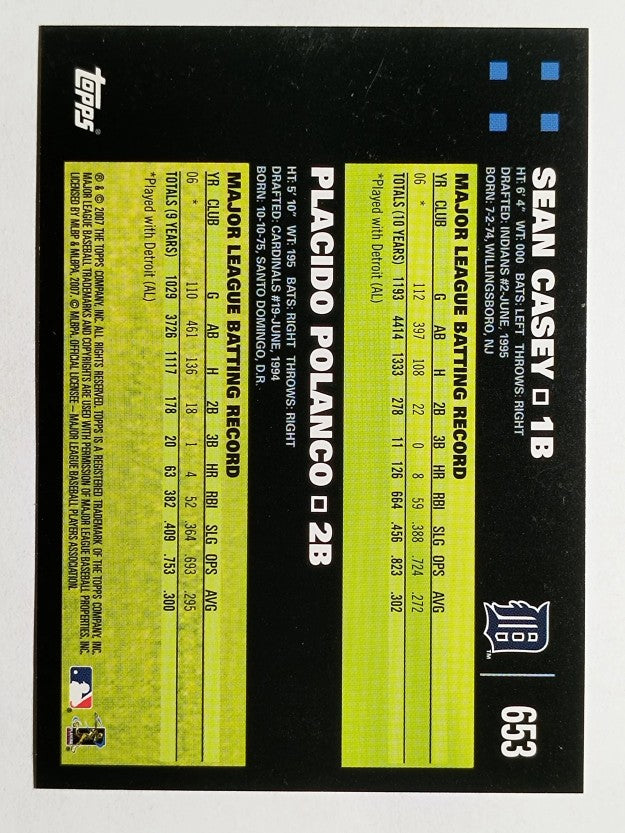 2007 Topps #653 Sean Casey/Placido Polanco CC