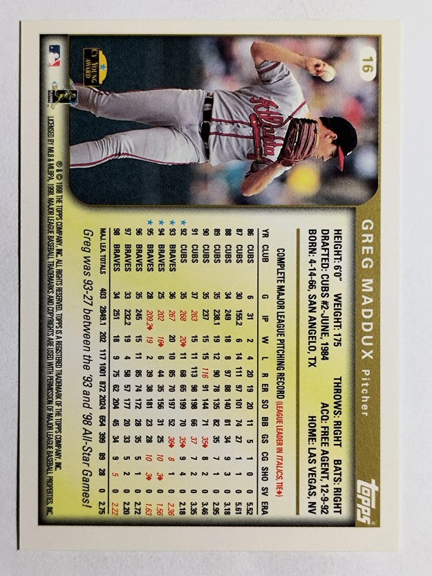 1999 Topps #16 Greg Maddux