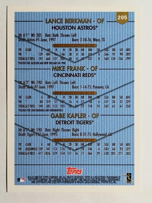 1999 Topps #205 Lance Berkman/Gabe Kapler