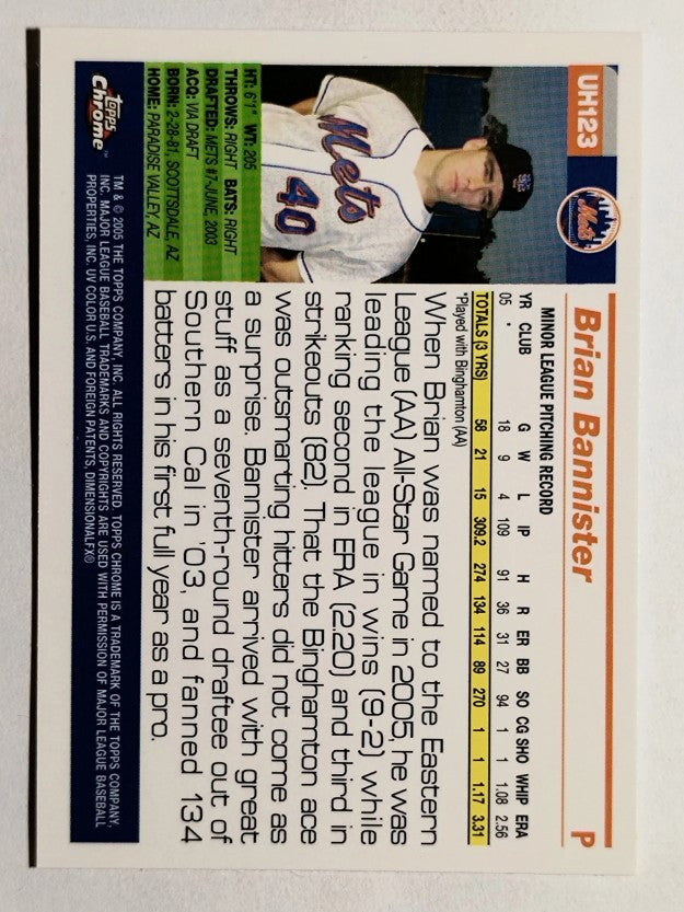 2005 Topps Chrome Update #123 Brian Bannister FY RC