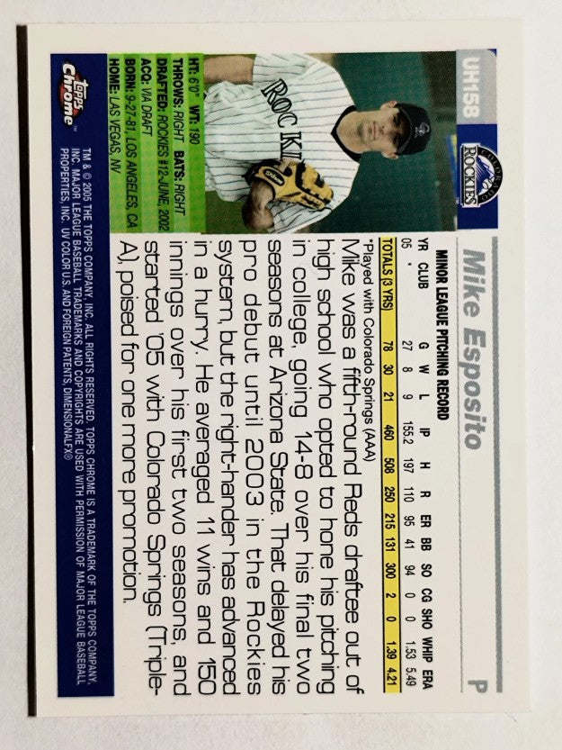 2005 Topps Chrome Update #158 Mike Esposito FY RC