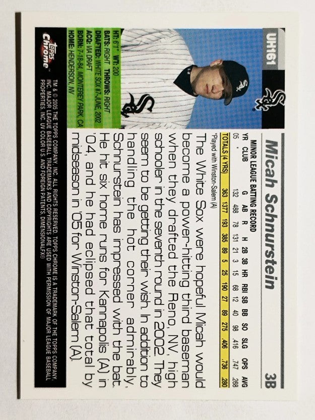 2005 Topps Chrome Update #161 Micah Schnurstein FY RC