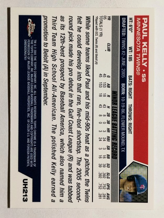 2005 Topps Chrome Update #213 Paul Kelly FY RC