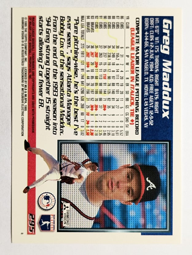 1995 Topps #295 Greg Maddux