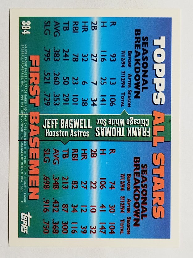 1995 Topps #384 Frank Thomas/Jeff Bagwell AS