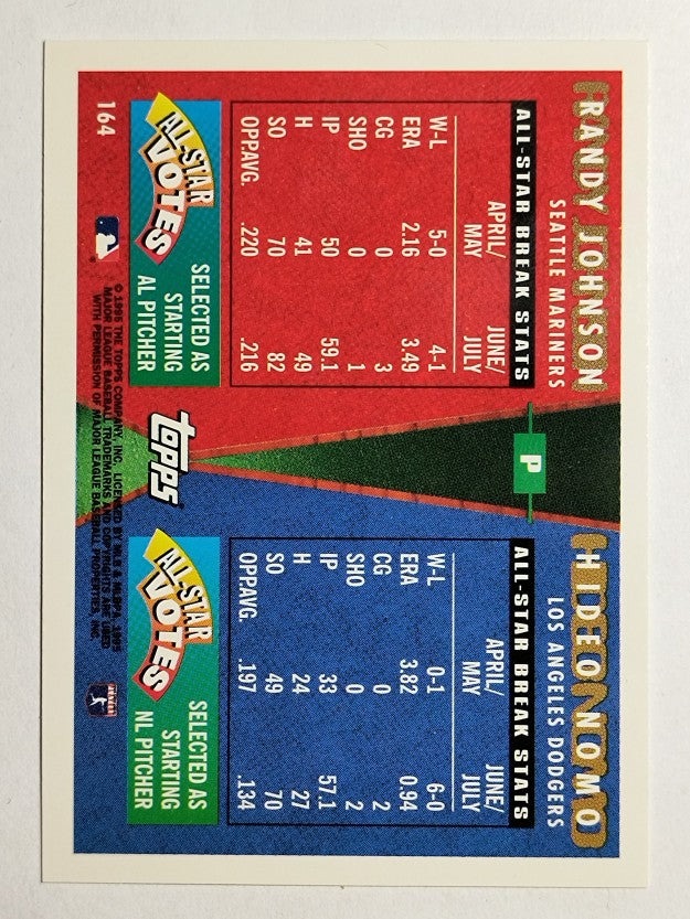 1995 Topps Traded #164T Hideo Nomo/Randy Johnson AS