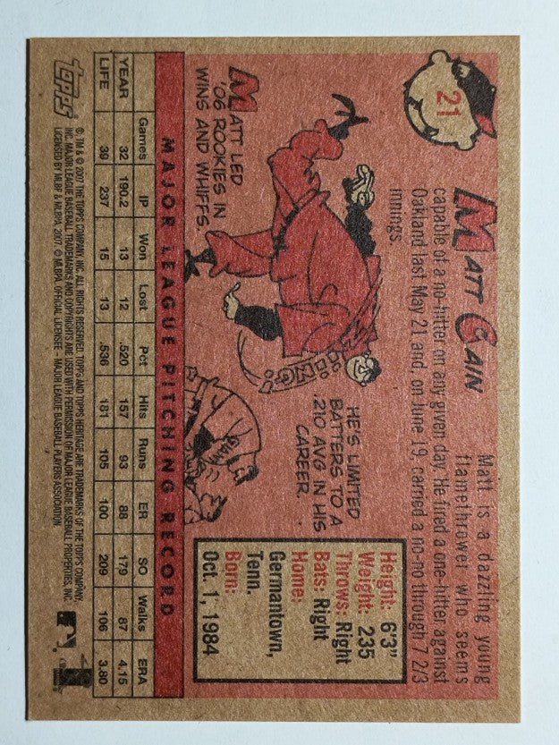 2007 Topps Heritage #21 Matt Cain