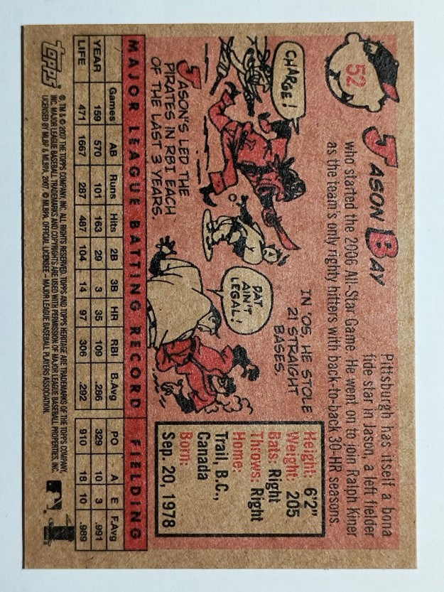 2007 Topps Heritage #52a Jason Bay