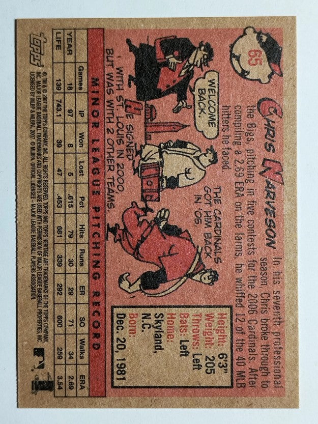 2007 Topps Heritage #65a Chris Narveson