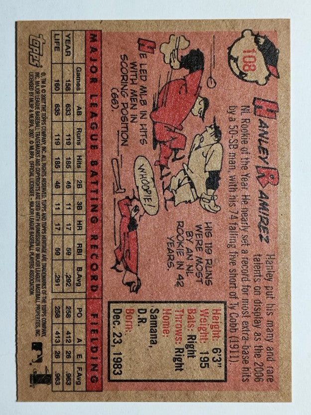 2007 Topps Heritage #108a Hanley Ramirez