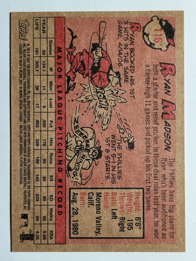 2007 Topps Heritage #116 Ryan Madson