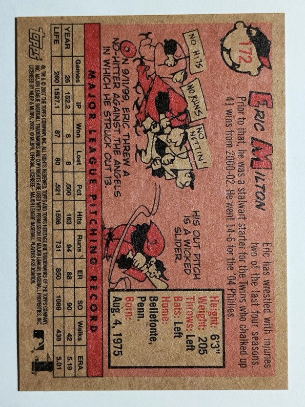 2007 Topps Heritage #172 Eric Milton