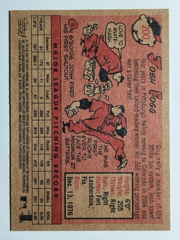 2007 Topps Heritage #200 Josh Fogg