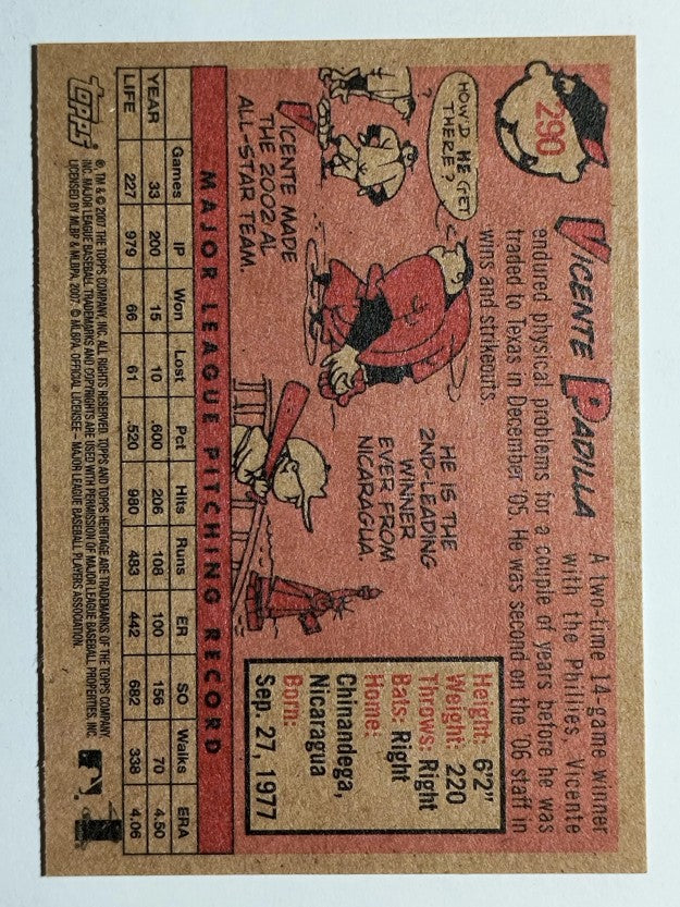 2007 Topps Heritage #290 Vicente Padilla